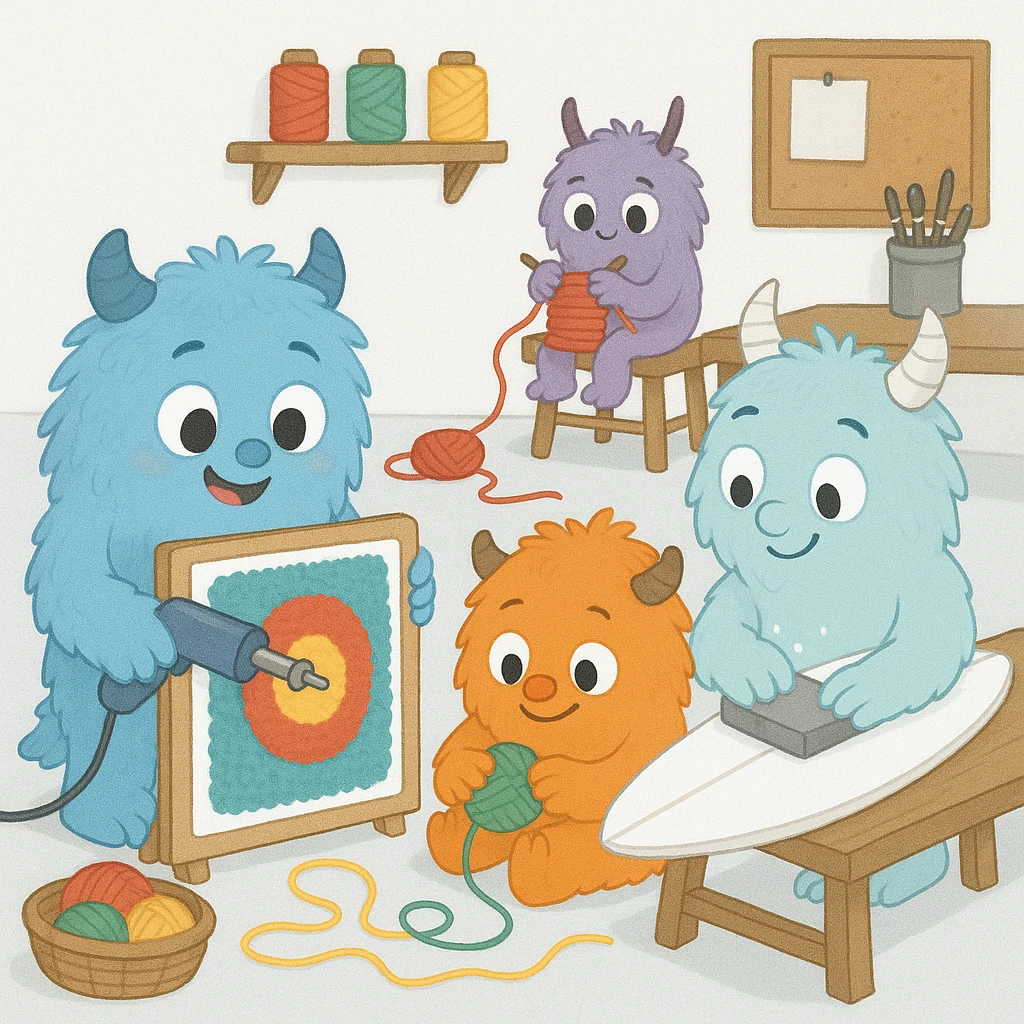 Yarn artist creating a project